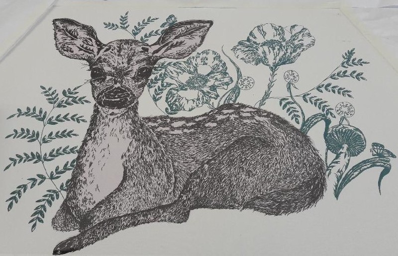 Deer screen print